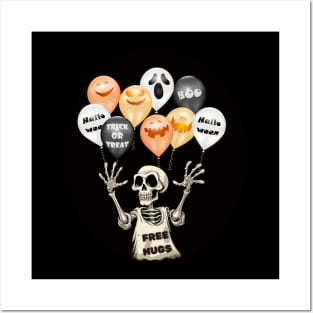 Cute Halloween Skeleton Halloween Balloons Cute Halloween Gifts Posters and Art